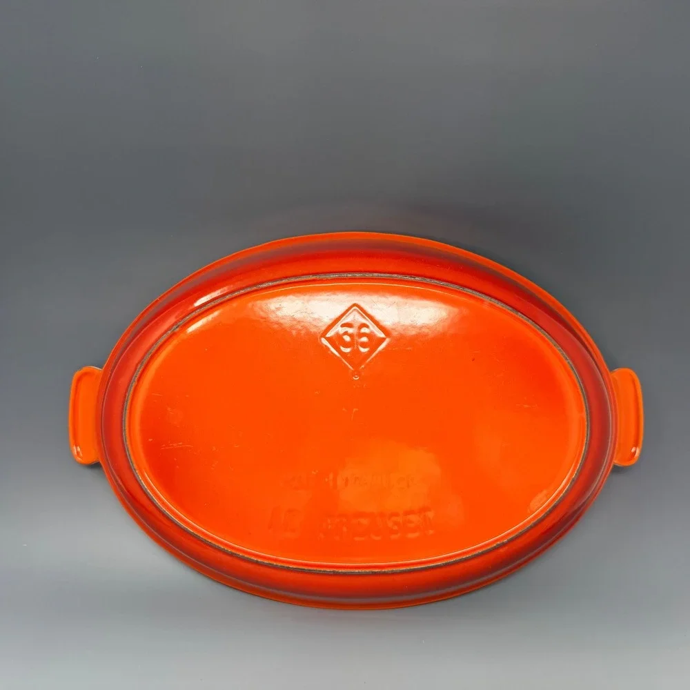 Le Creuset Flame Orange Enameled Cast Iron Oval Gratin Roasting Dish 36 France